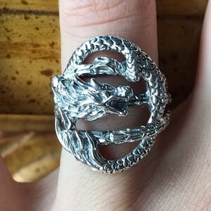 Sterling Silver Dragon Ring Size 6